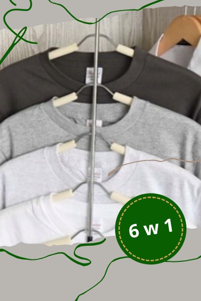 Wieszak na koszule metalowy składany 6w1