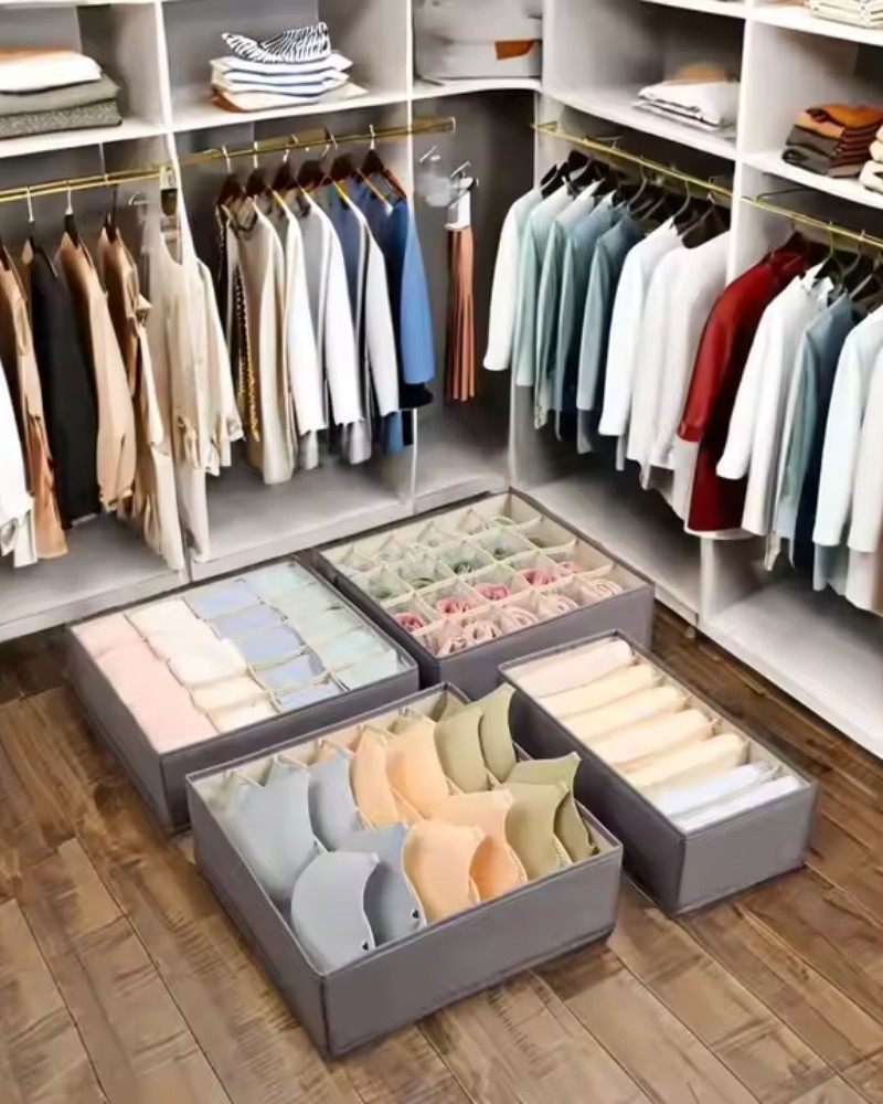 Organizer na staniki 6 przegród szary