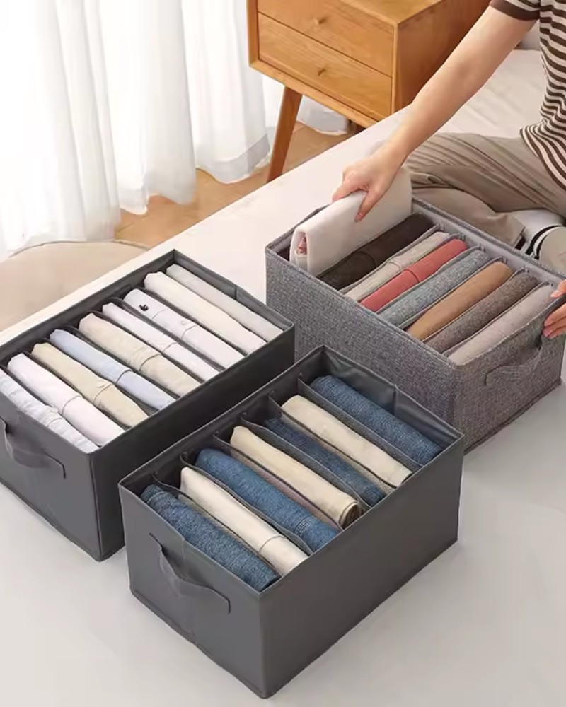 Organizer na ubrania spodnie na 9 par z przegrodami do szafy na półkę