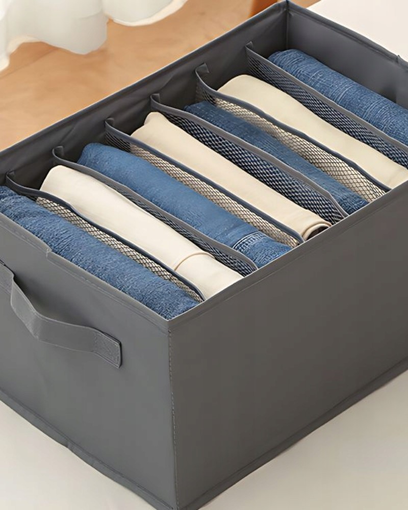 Organizer na ubrania spodnie na 9 par z przegrodami do szafy na półkę