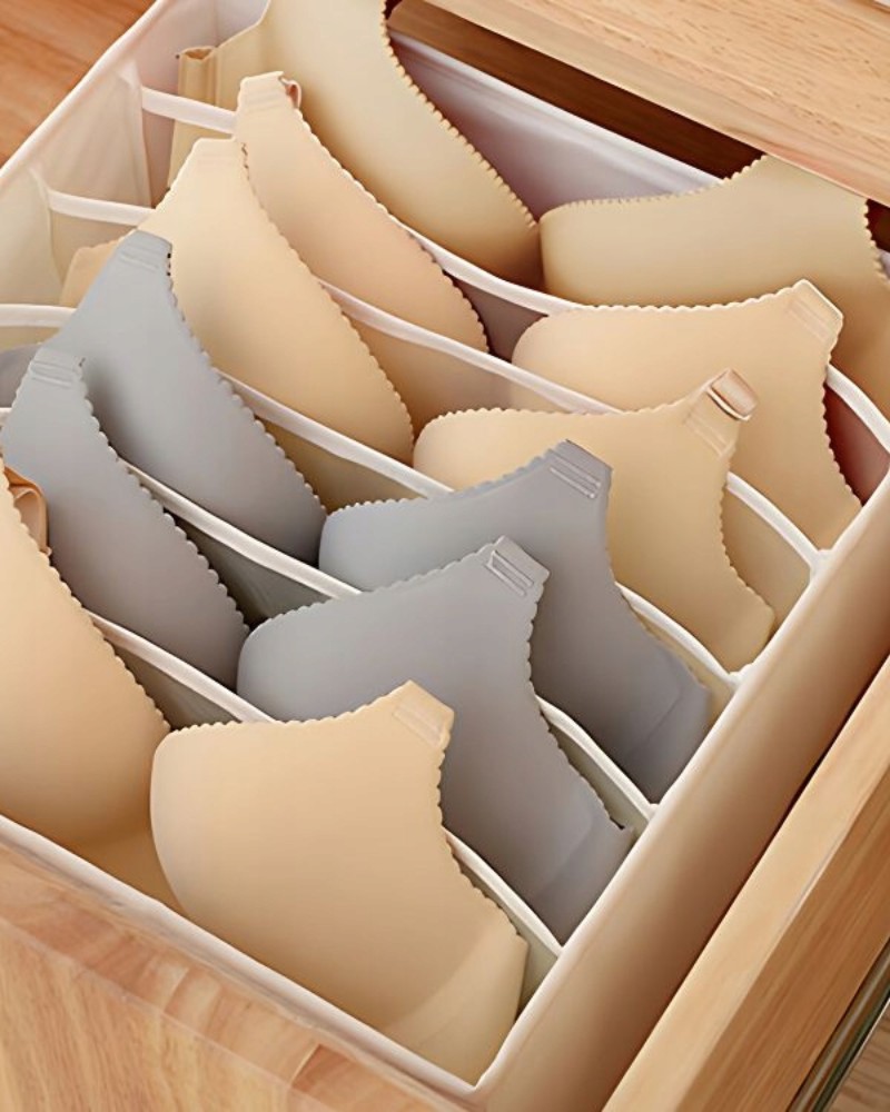 Organizer na staniki 6 przegród szary