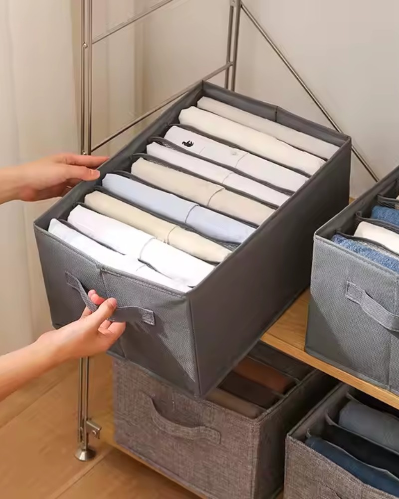 Organizer na ubrania spodnie na 9 par z przegrodami do szafy na półkę