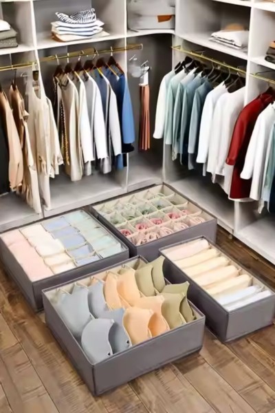 Organizer na staniki 6 przegród szary