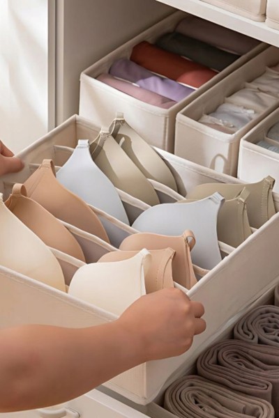 Organizer na staniki 6 przegród szary