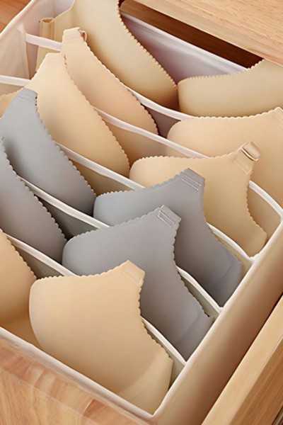 Organizer na staniki 6 przegród szary