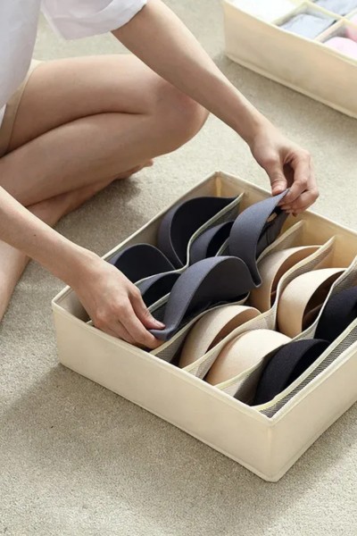 Organizer na staniki 6 przegród szary