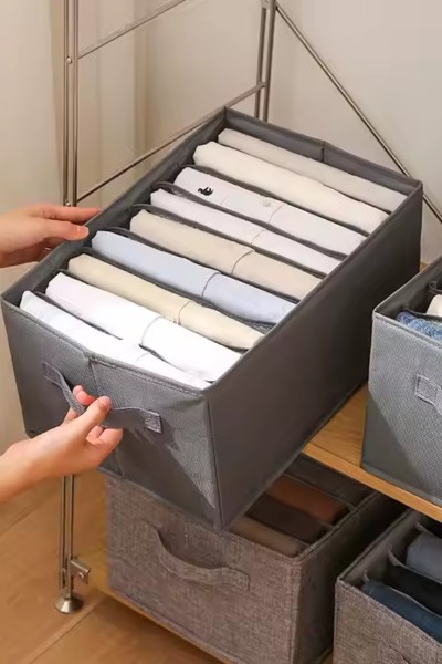 Organizer na ubrania spodnie na 9 par z przegrodami do szafy na półkę