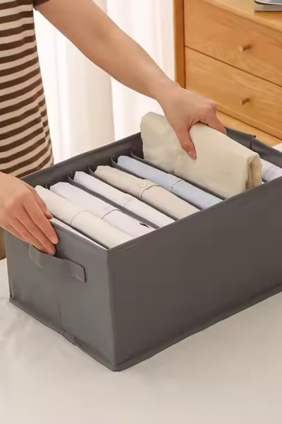 Organizer na ubrania spodnie na 9 par z przegrodami do szafy na półkę