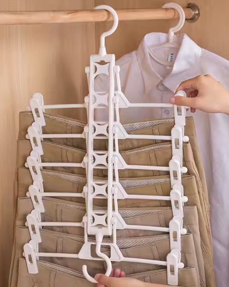 Wieszak na spodnie wielofunkcyjny 6 ramienny