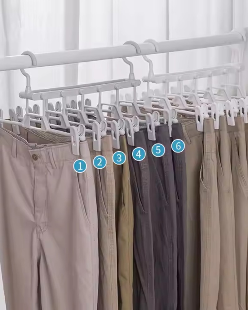 Wieszak na spodnie wielofunkcyjny 6 ramienny