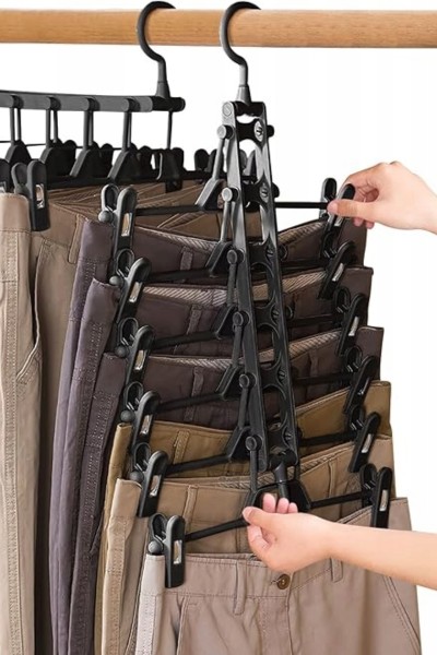 Wieszak na spodnie wielofunkcyjny 6 ramienny
