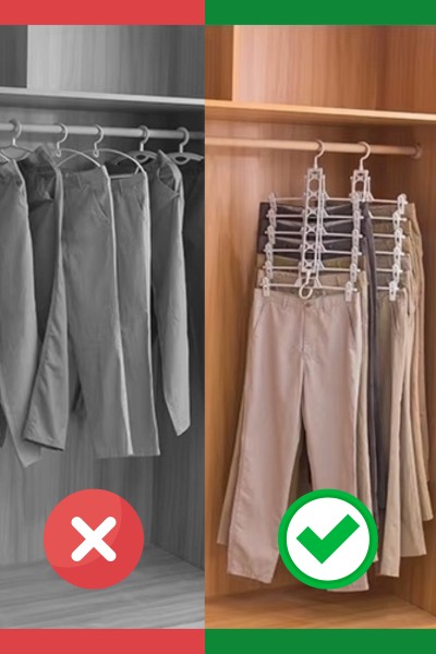 Wieszak na spodnie wielofunkcyjny 6 ramienny