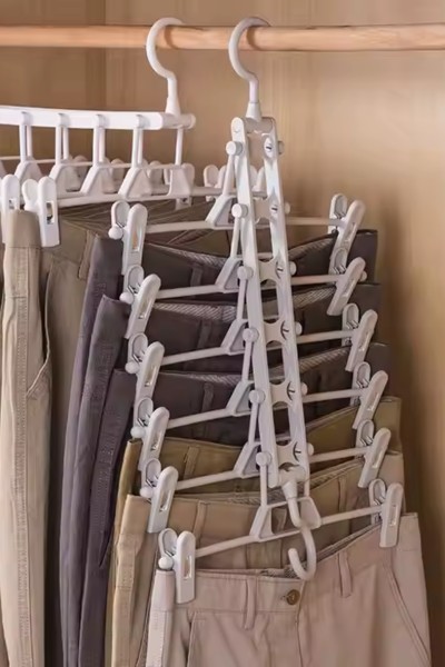 Wieszak na spodnie wielofunkcyjny 6 ramienny