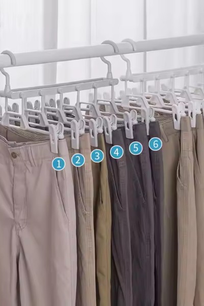 Wieszak na spodnie wielofunkcyjny 6 ramienny