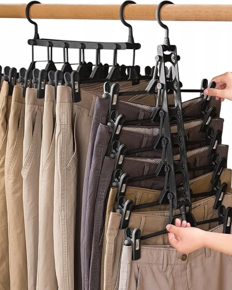 Wieszak na spodnie wielofunkcyjny 6 ramienny