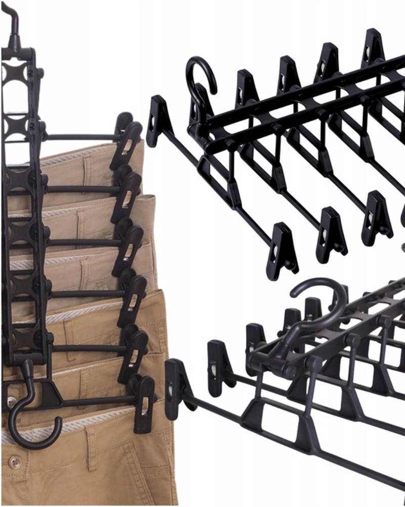 Wieszak na spodnie wielofunkcyjny 6 ramienny