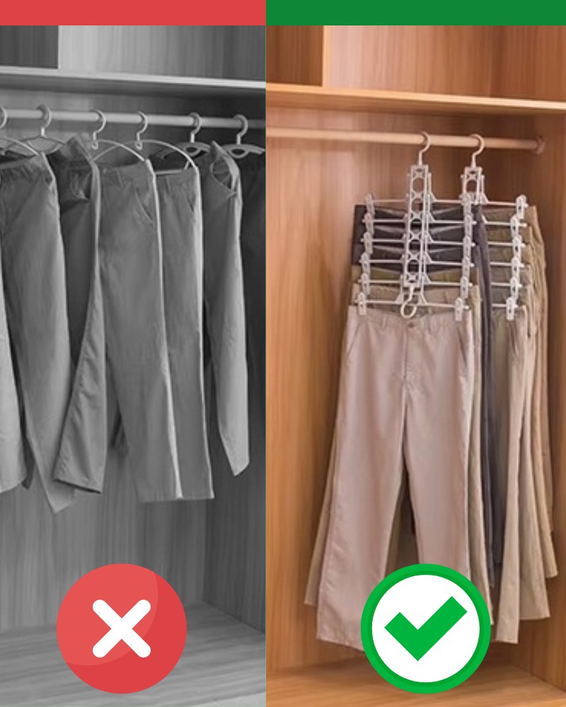 Wieszak na spodnie wielofunkcyjny 6 ramienny