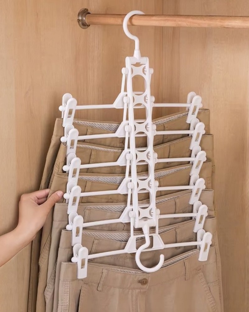 Wieszak na spodnie wielofunkcyjny 6 ramienny