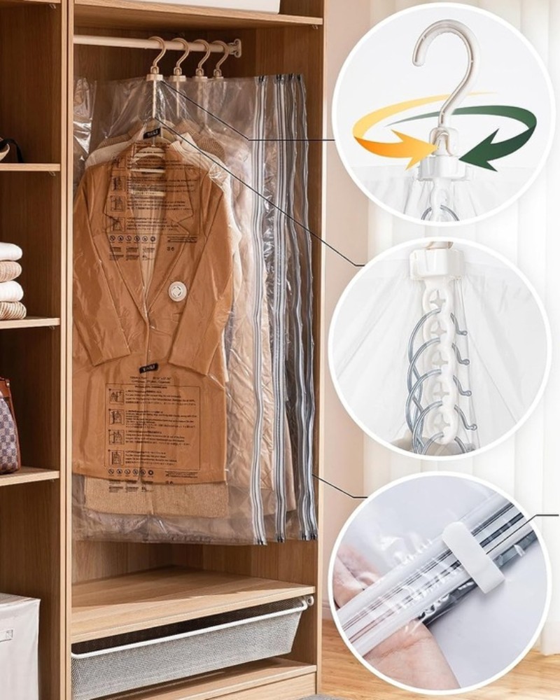 Worek próżniowy z wieszakiem 70x140 na ubrania płaszcze, kurtki