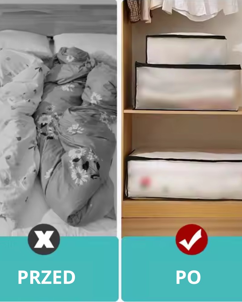 Organizer na pościel ubrania pojemnik na koce kołdrę pokrowiec na suwak 45x60 cm