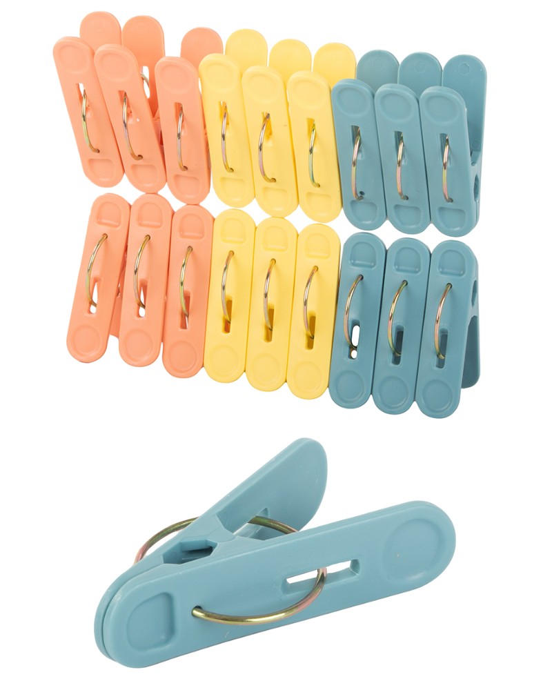 Klamerki żabki spinacze do prania ubrań bielizny 18 sztuk plastikowe mocne