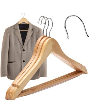 Wieszaki drewniane lakierowane na ubrania solidne zestaw 3x