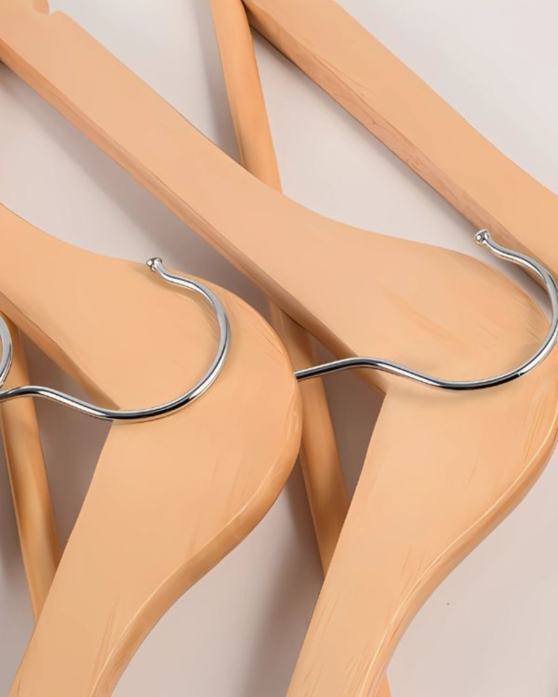 Wieszaki drewniane lakierowane na ubrania solidne zestaw 3x