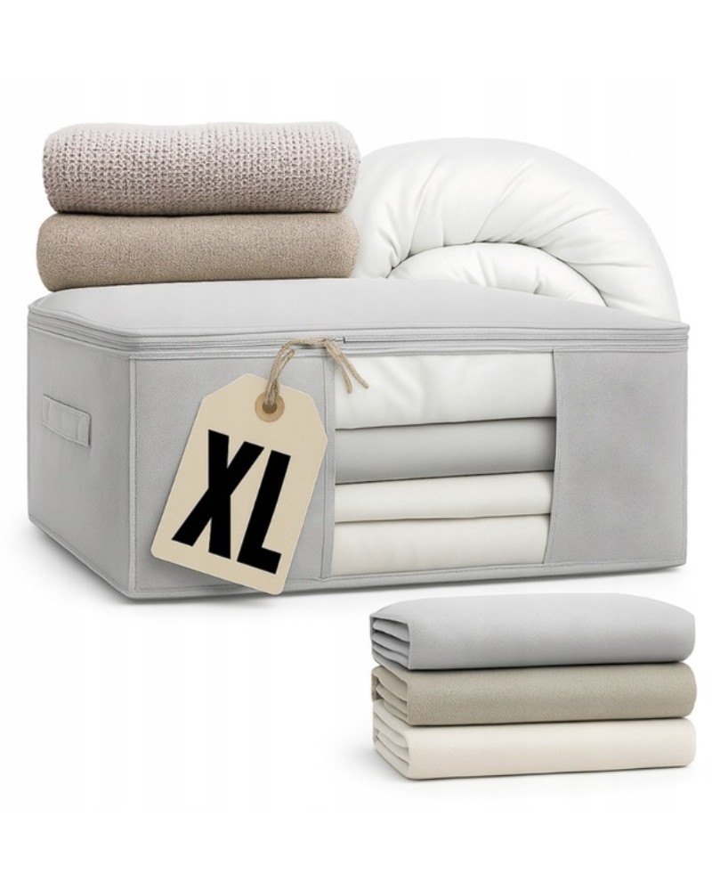 Pokrowiec na pościel pod łóżko pojemnik na ubrania torba szary XL