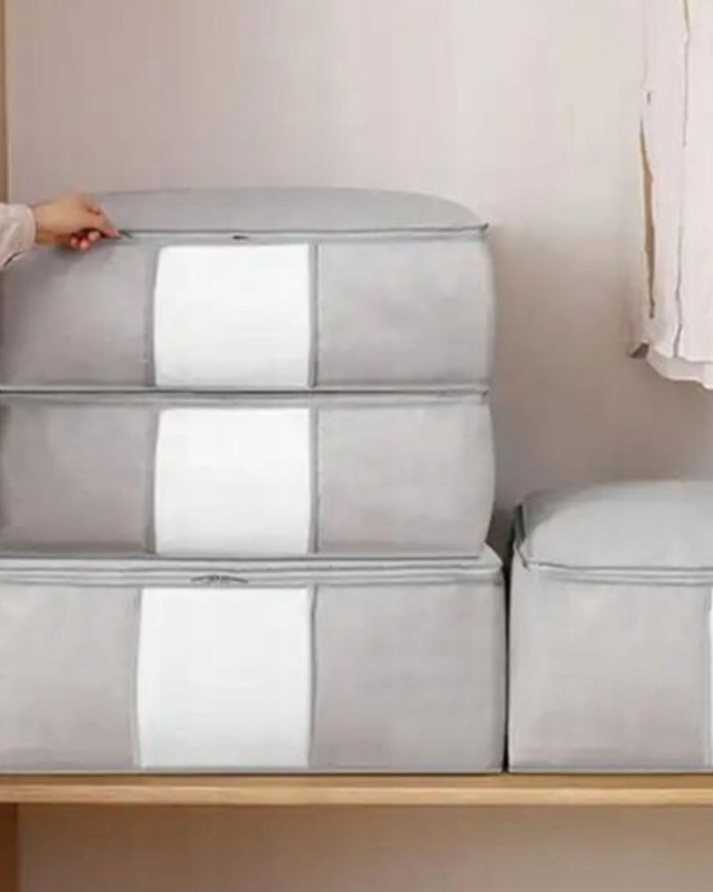 Pokrowiec na pościel pod łóżko pojemnik na ubrania torba szary XL