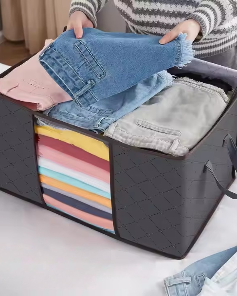 Organizer pojemnik zamykany do przechowywania ubrań kocy pościeli do szaf 35x60