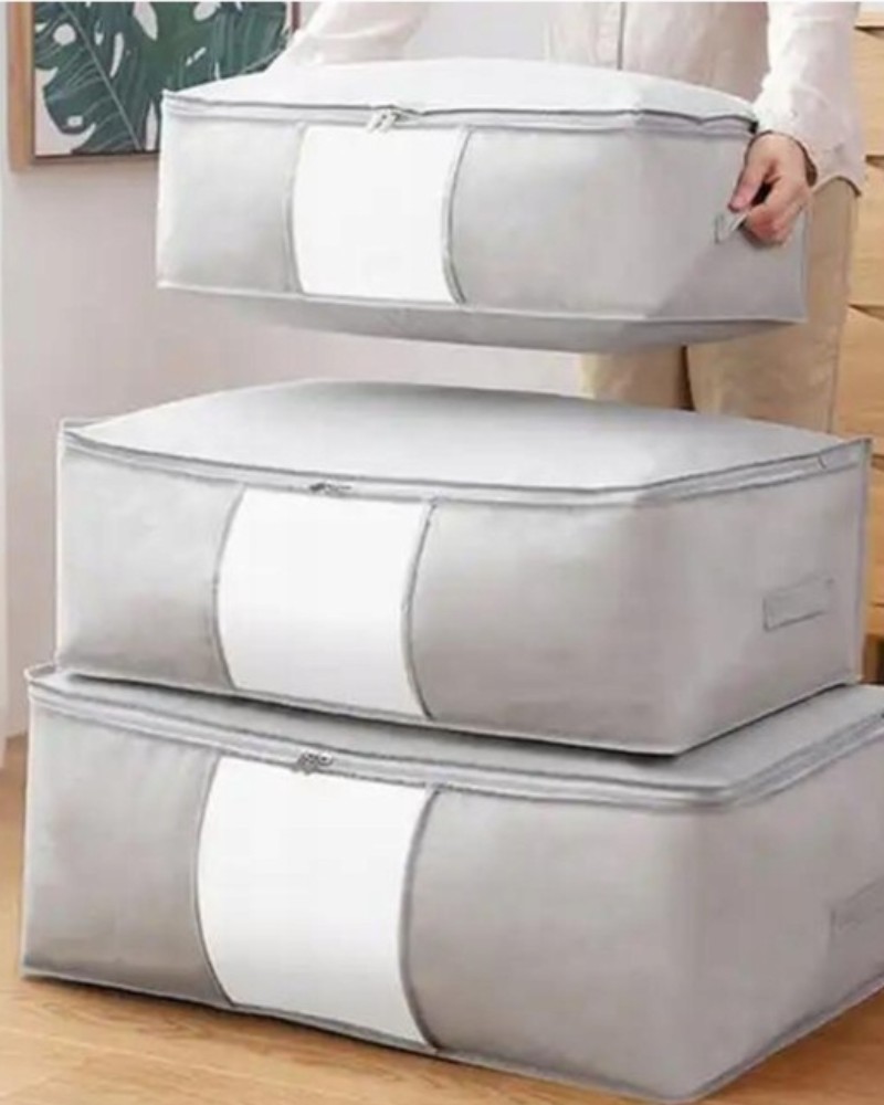 Pokrowiec na pościel pod łóżko pojemnik na ubrania torba szary XL