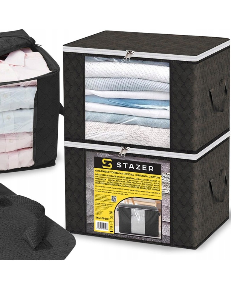 Organizer pojemnik zamykany do przechowywania ubrań kocy pościeli do szaf 35x60