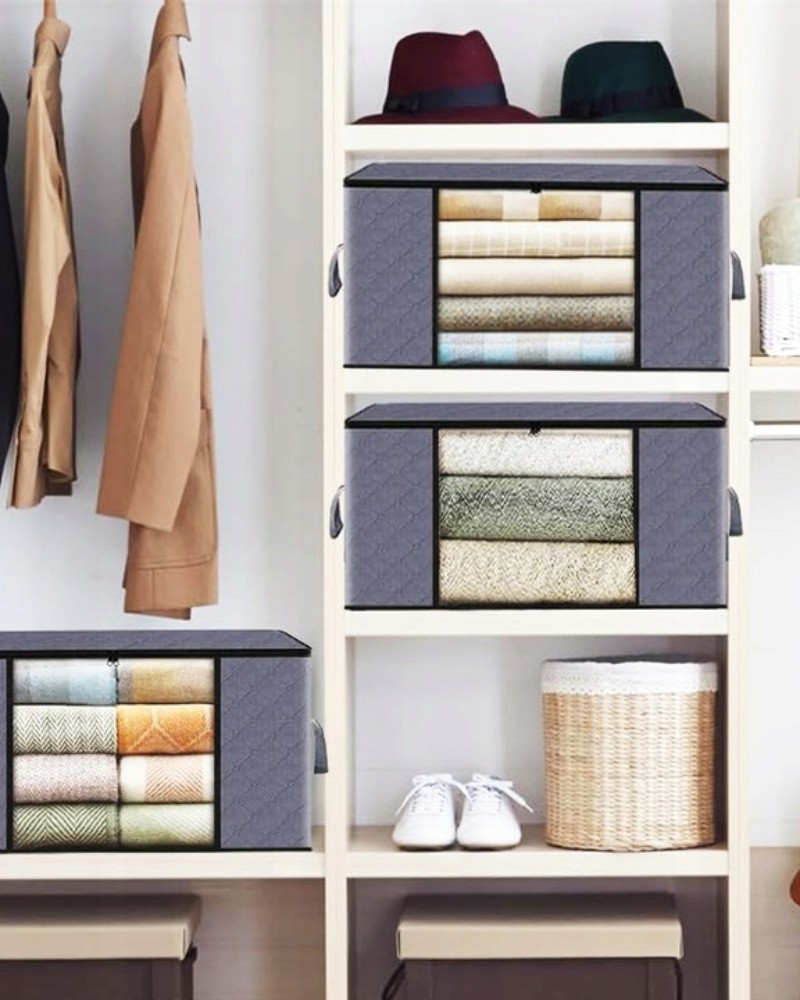 Organizer pojemnik zamykany do przechowywania ubrań kocy pościeli do szaf 35x60