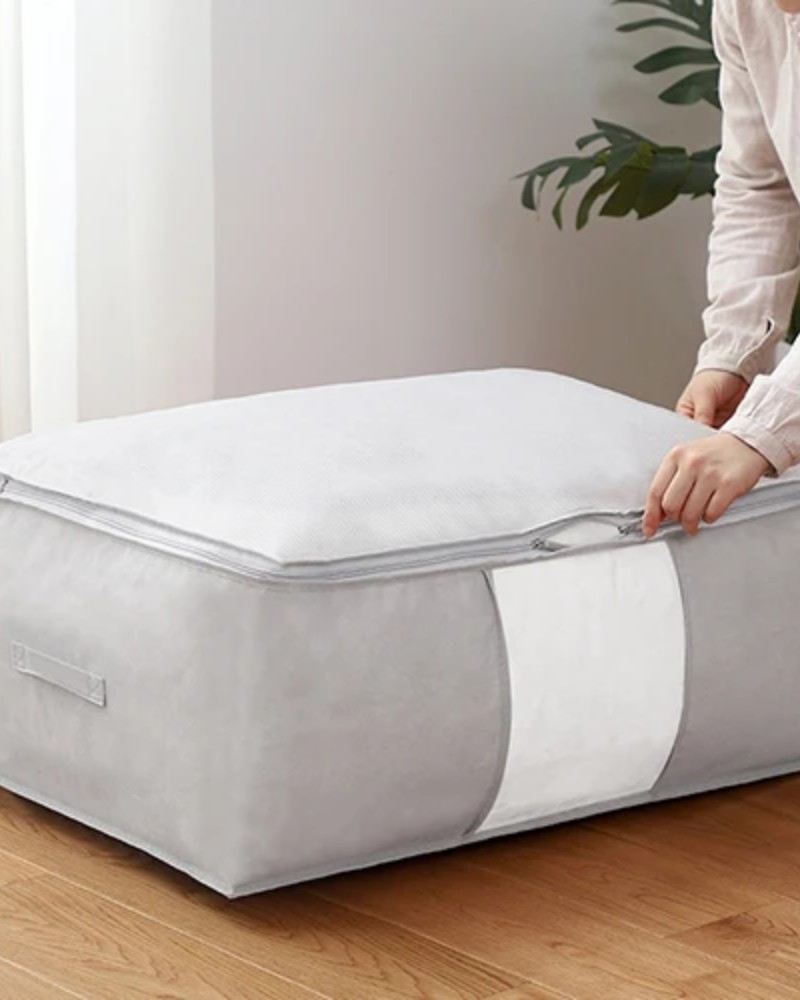 Pokrowiec na pościel pod łóżko pojemnik na ubrania torba szary XL