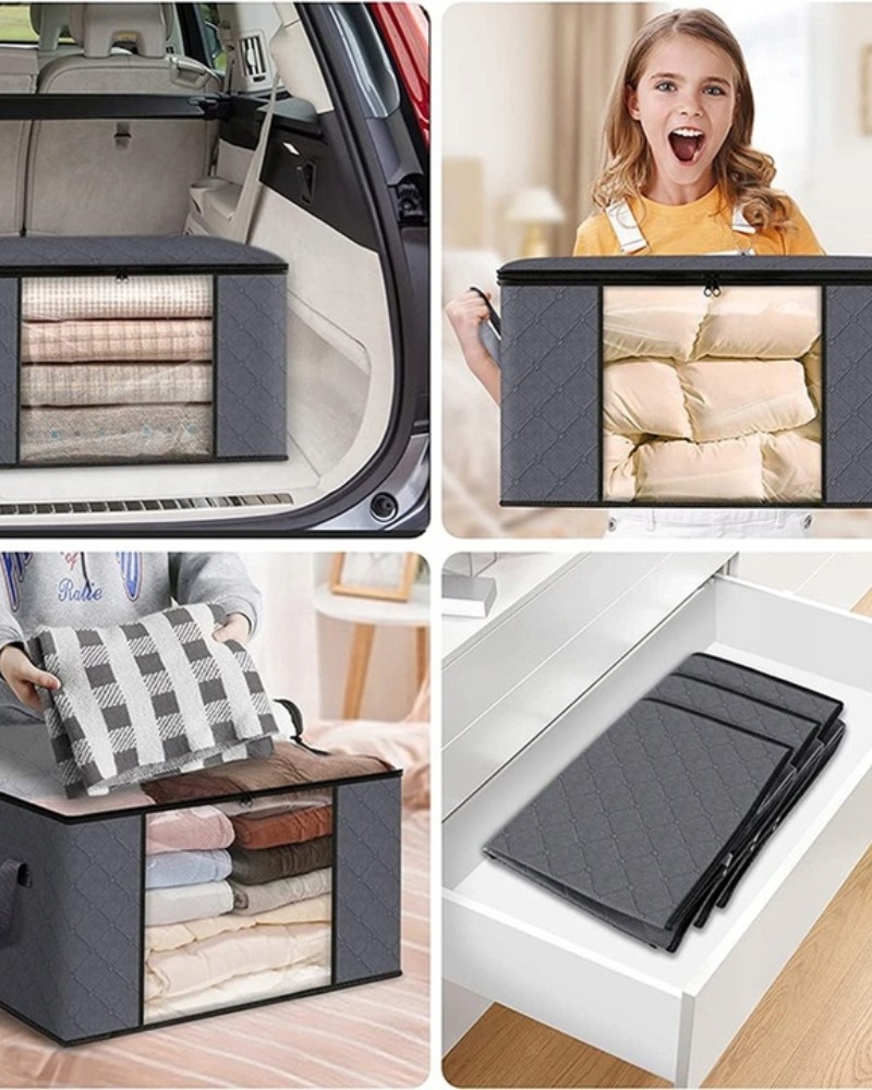 Organizer pojemnik zamykany do przechowywania ubrań kocy pościeli do szaf 35x60