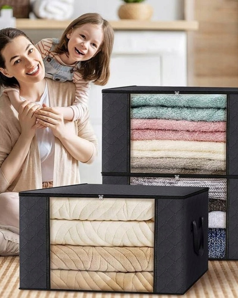 Organizer pojemnik zamykany do przechowywania ubrań kocy pościeli do szaf 35x60