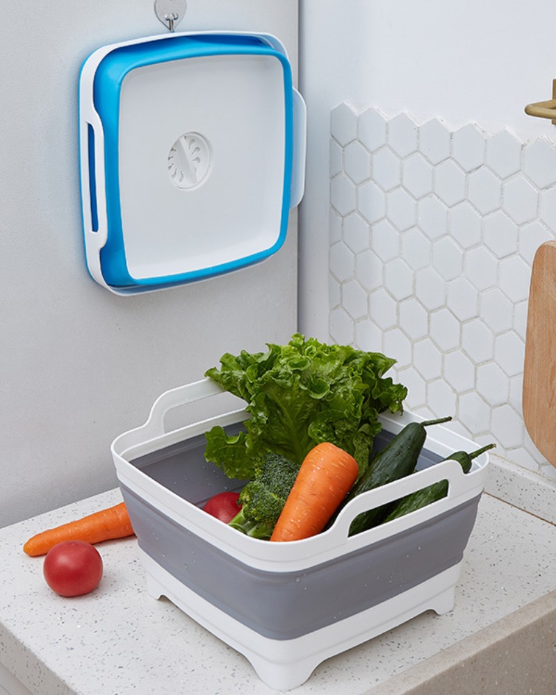 Miska składana silikonowa z korkiem odpływem uchwyt 8 L