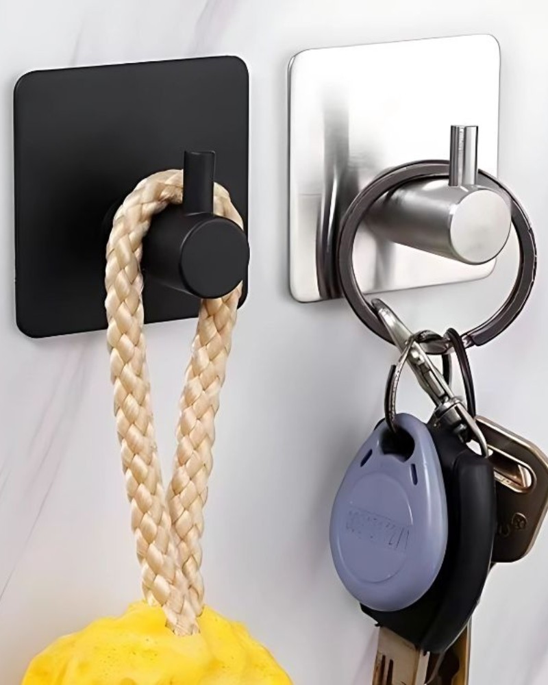 Uchwyty haczyki wieszaki samoprzylepne metalowe 4 szt. bez wiercenia