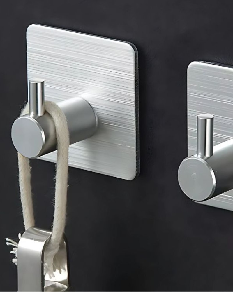 Uchwyty haczyki wieszaki samoprzylepne metalowe 4 szt. bez wiercenia