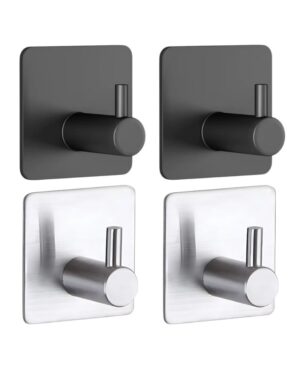 Uchwyty haczyki wieszaki samoprzylepne metalowe 4 szt. bez wiercenia