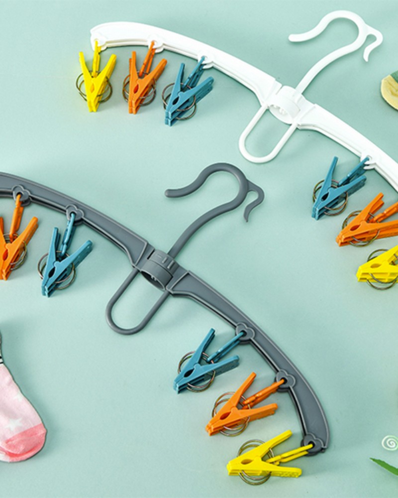 Wieszak suszarka na skarpetki bieliznę ubrania wieszak wisząca 12x klipsy zestaw