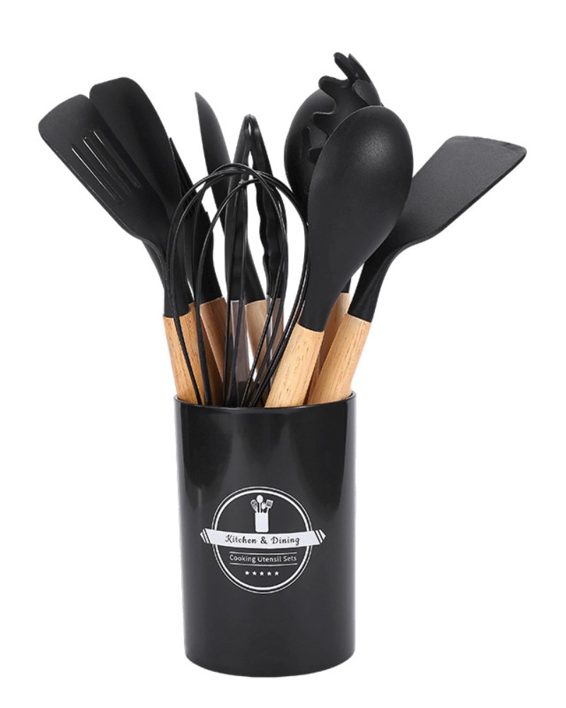 Zestaw przyborów kuchennych 12 elementów silikonowe + stojak