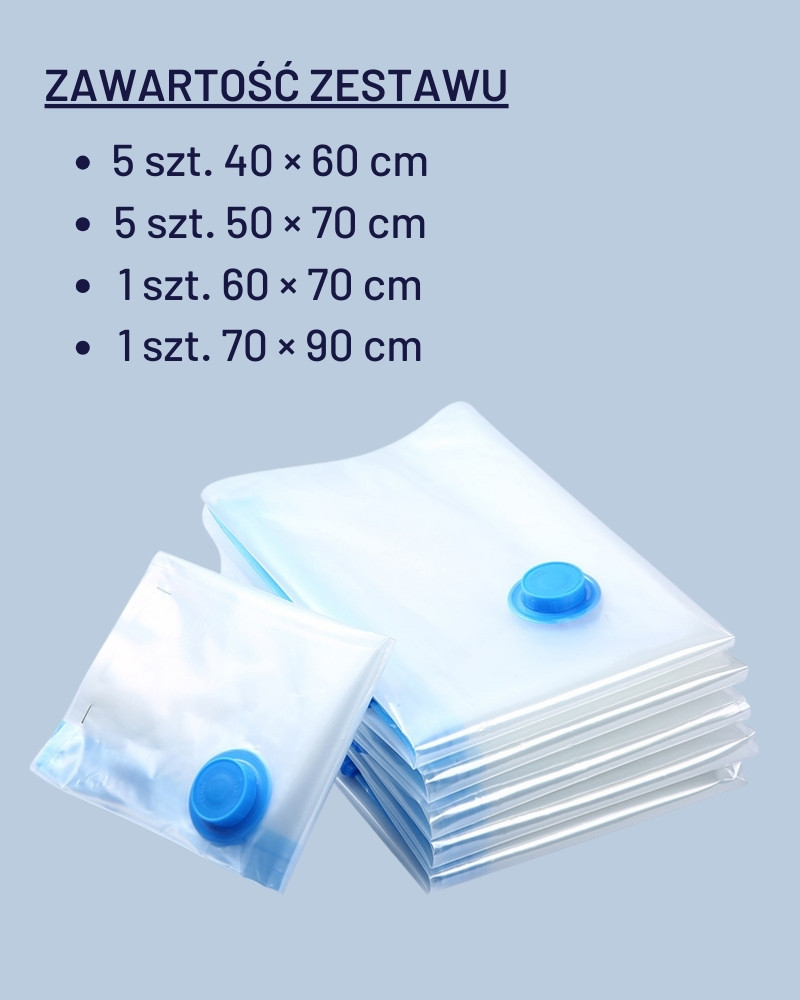 Zestaw worków próżniowych na ubrania pościel 12 szt.