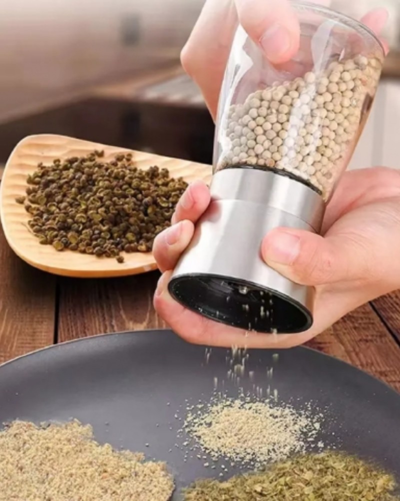 Młynki do soli i pieprzu szklane z pokrywką regulacja mielenia zestaw