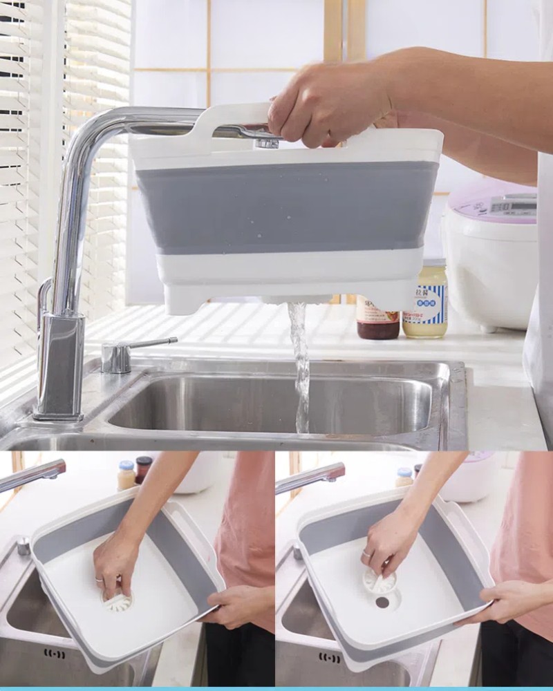 Miska składana silikonowa z korkiem odpływem uchwyt 8 L