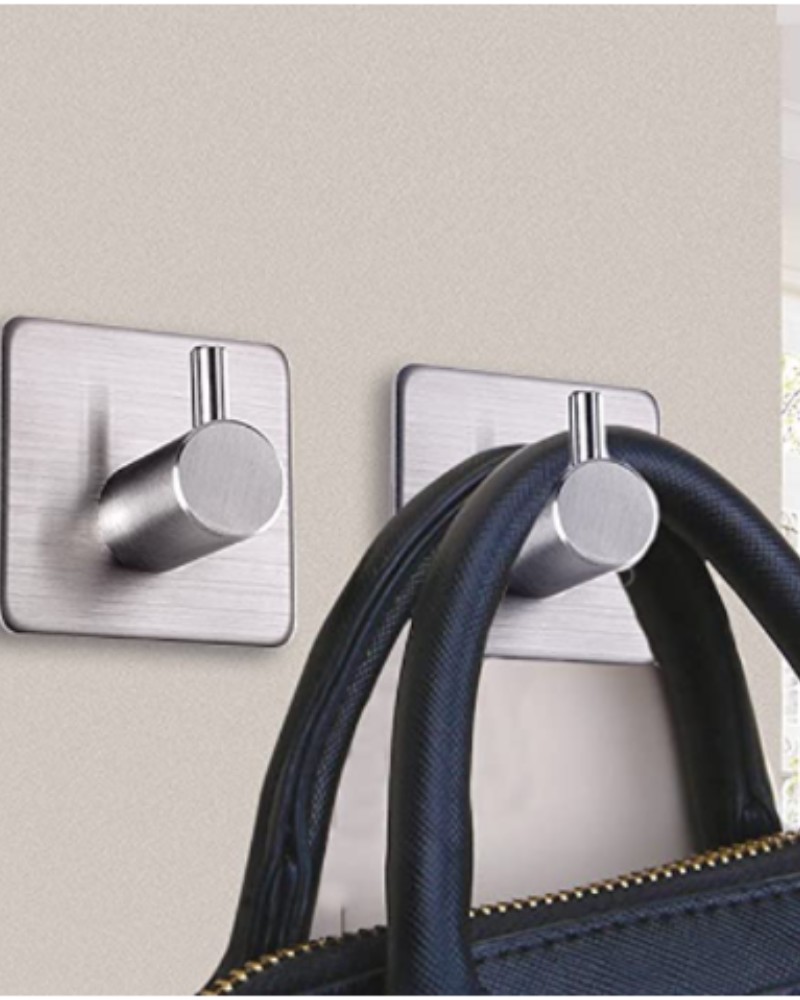 Uchwyty haczyki wieszaki samoprzylepne metalowe 4 szt. bez wiercenia