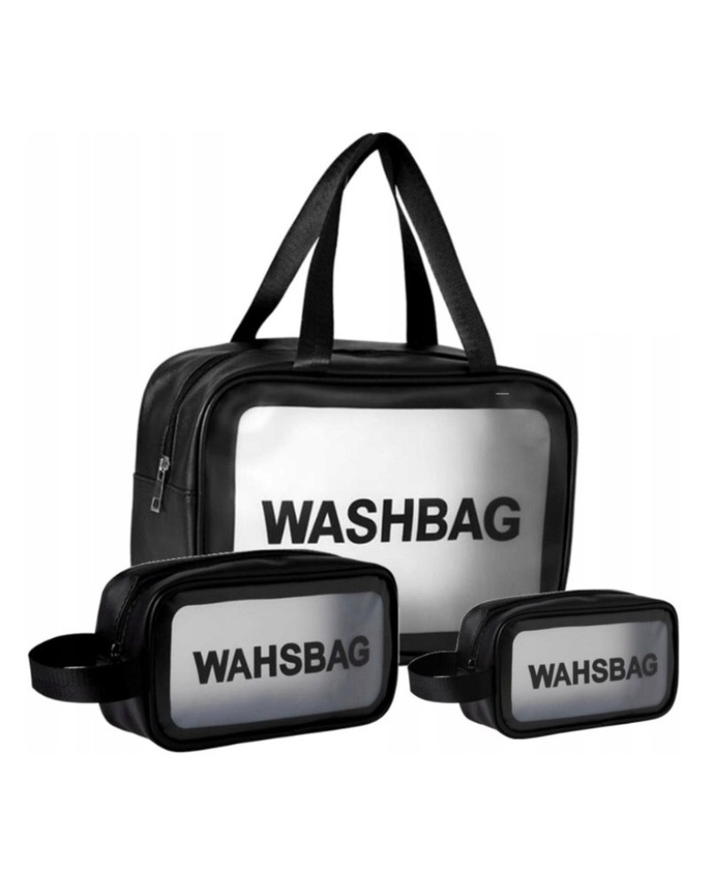 Kosmetyczka Washbag przezroczysta różne rozmiary zestaw 3 sztuki