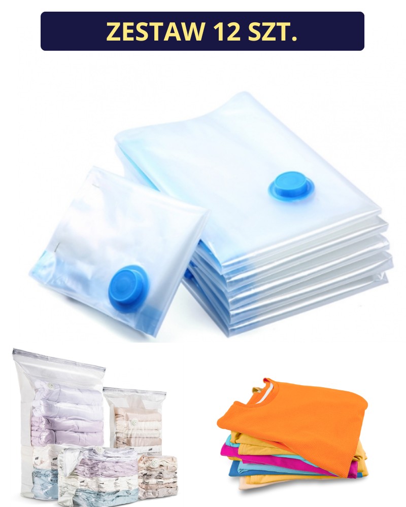 Zestaw worków próżniowych na ubrania pościel 12 szt.