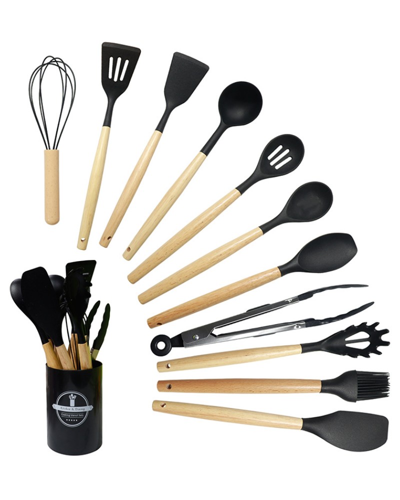 Zestaw przyborów kuchennych 12 elementów silikonowe + stojak