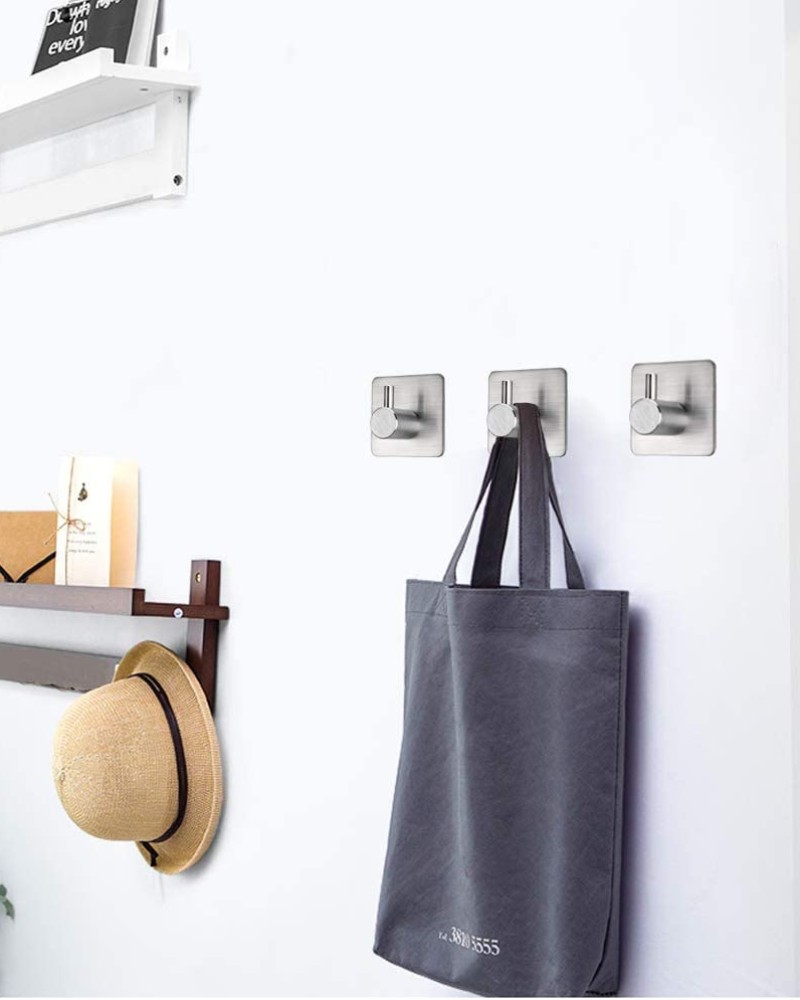 Uchwyty haczyki wieszaki samoprzylepne metalowe 4 szt. bez wiercenia